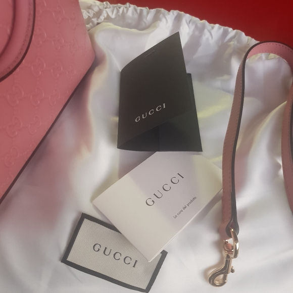 Gucci 💯 % Authentic pink leather Satchel - Picture 10 of 11